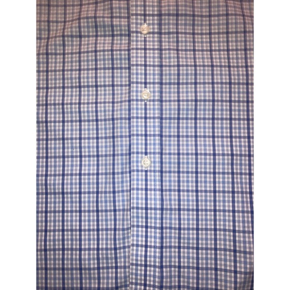 LL Bean Shirt Mens Blue Check Short Sleeve Button Up Wrinkle Free Small - Picture 2 of 5